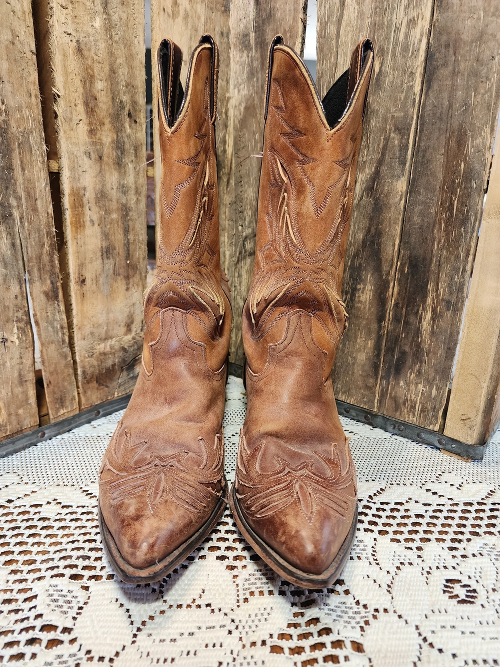 Womens Vintage Code West Brown Leather Western Cowboy Boots